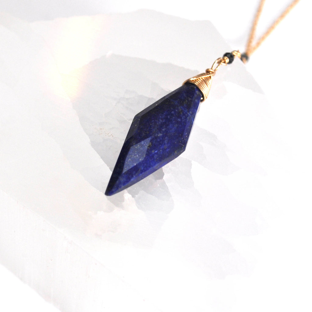 LAPIS LARIAT STYLE GOLD FILL NECKLACE