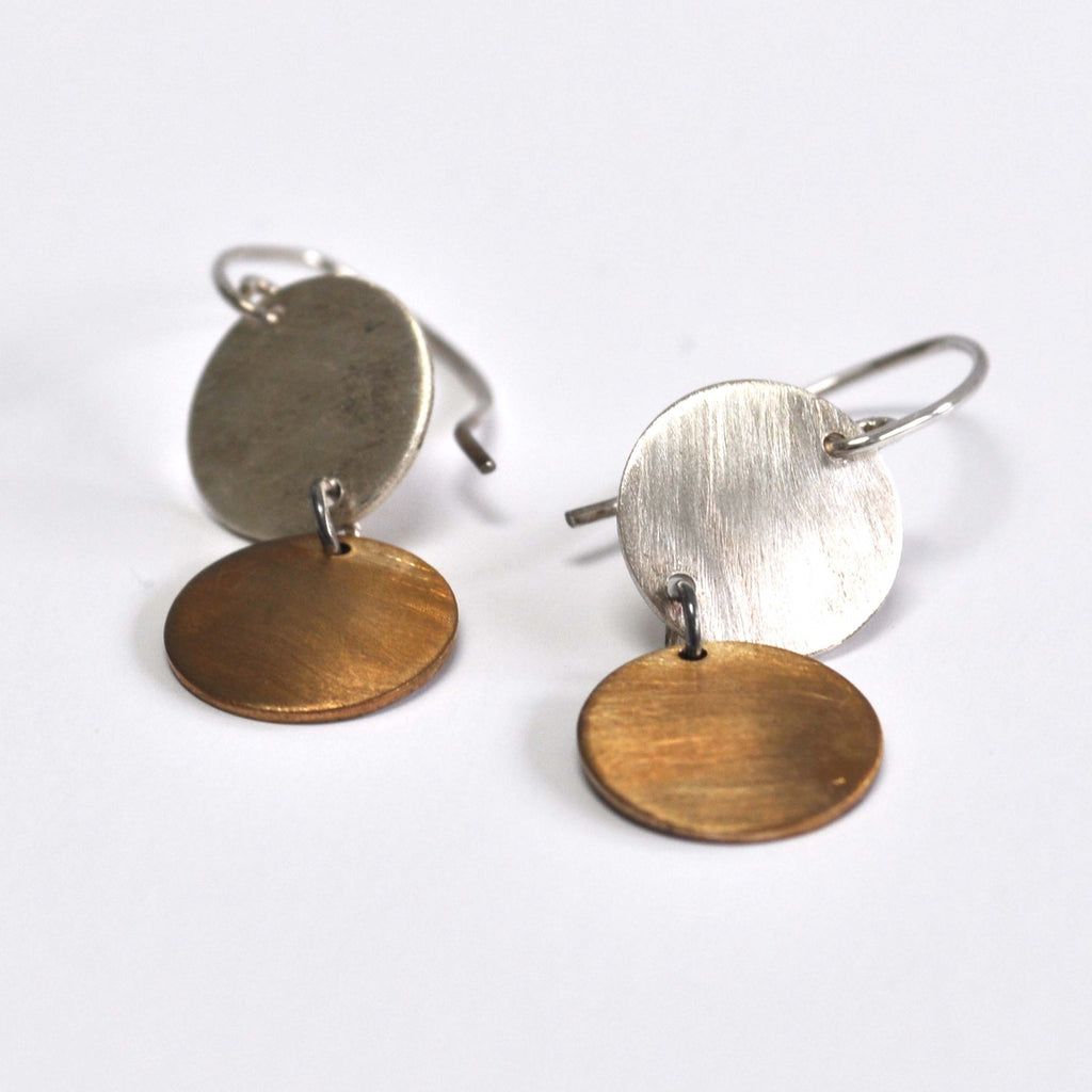 Sterling & Brass circle earrings