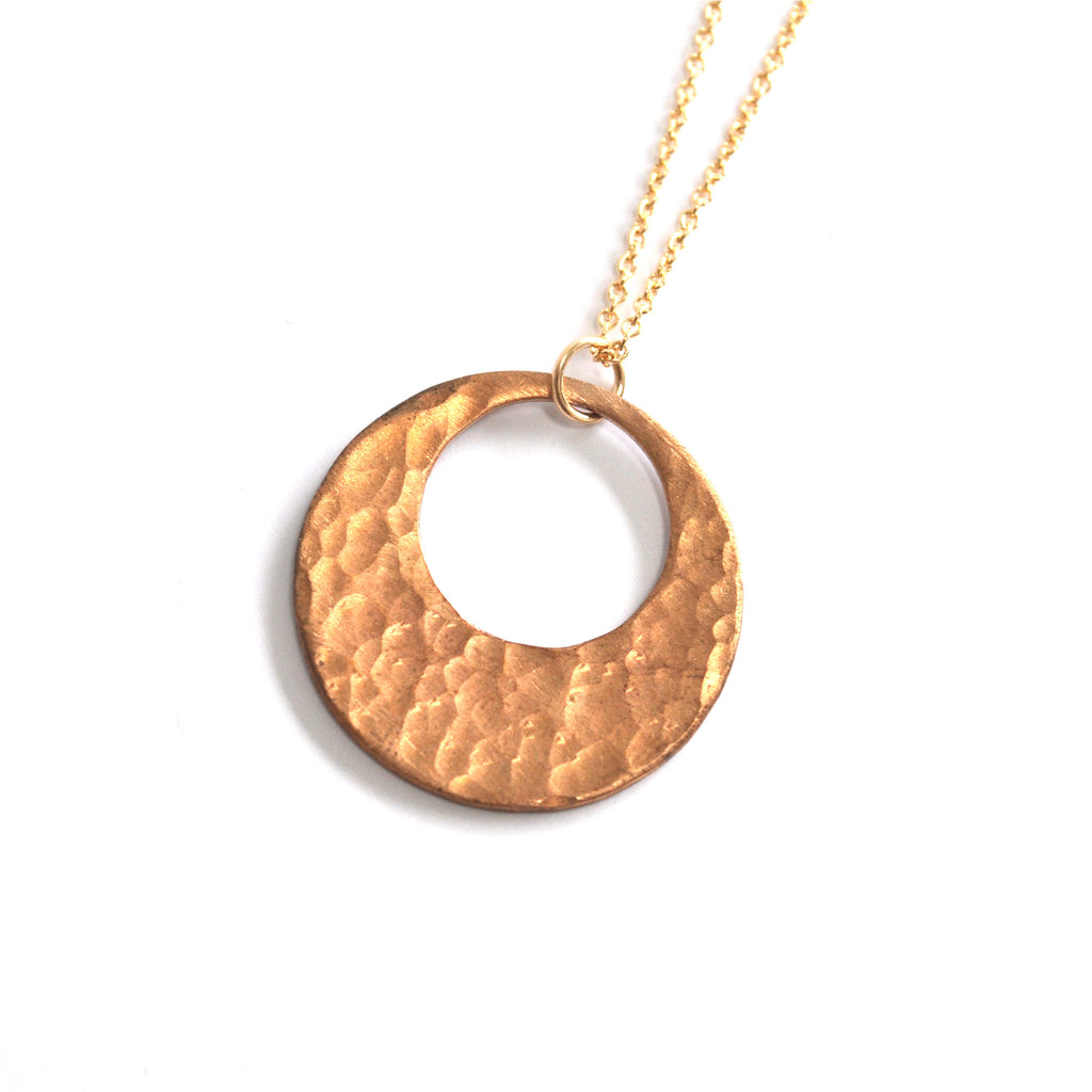 Hammered Brass Pendant Necklace