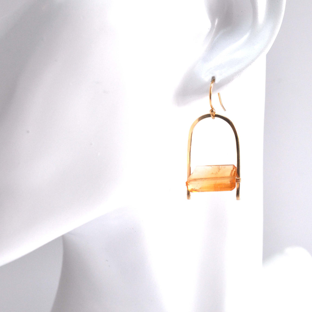Amber Quartz Gold Fill Earrings