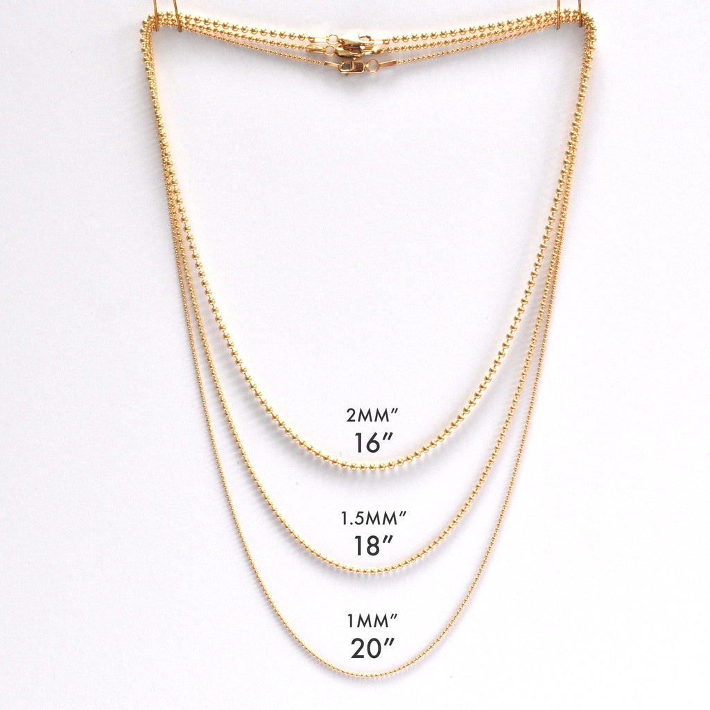 POPULAR 14K Gold Fill Ball Chain Necklaces - 16" 2mm or 18" 1.5mm