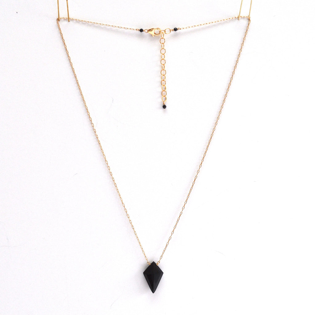 Black Onyx Gold Fill or Sterling Silver Necklace 16-18 1/2"