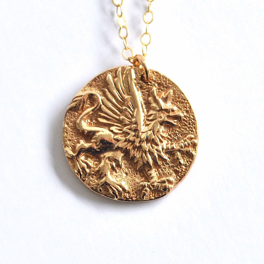 Griffin Coin Pendant Necklace 18"