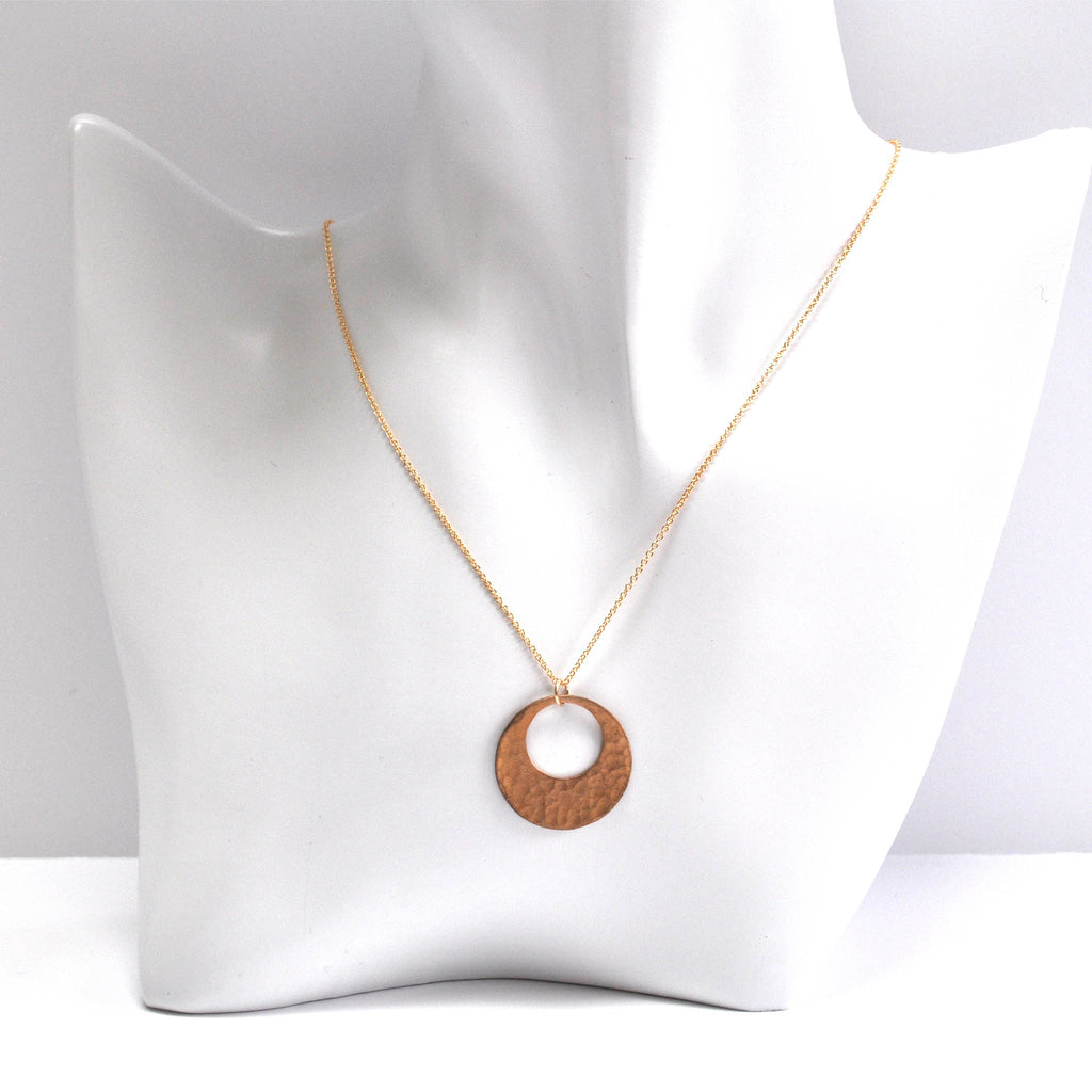 Hammered Brass Pendant Necklace