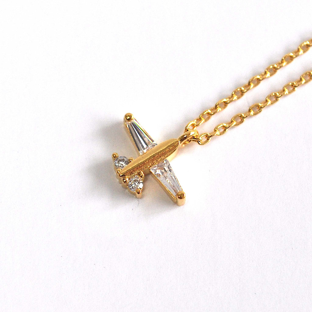 Gold Cubic Mini Plane Necklace + Studs (can be purchased separately)
