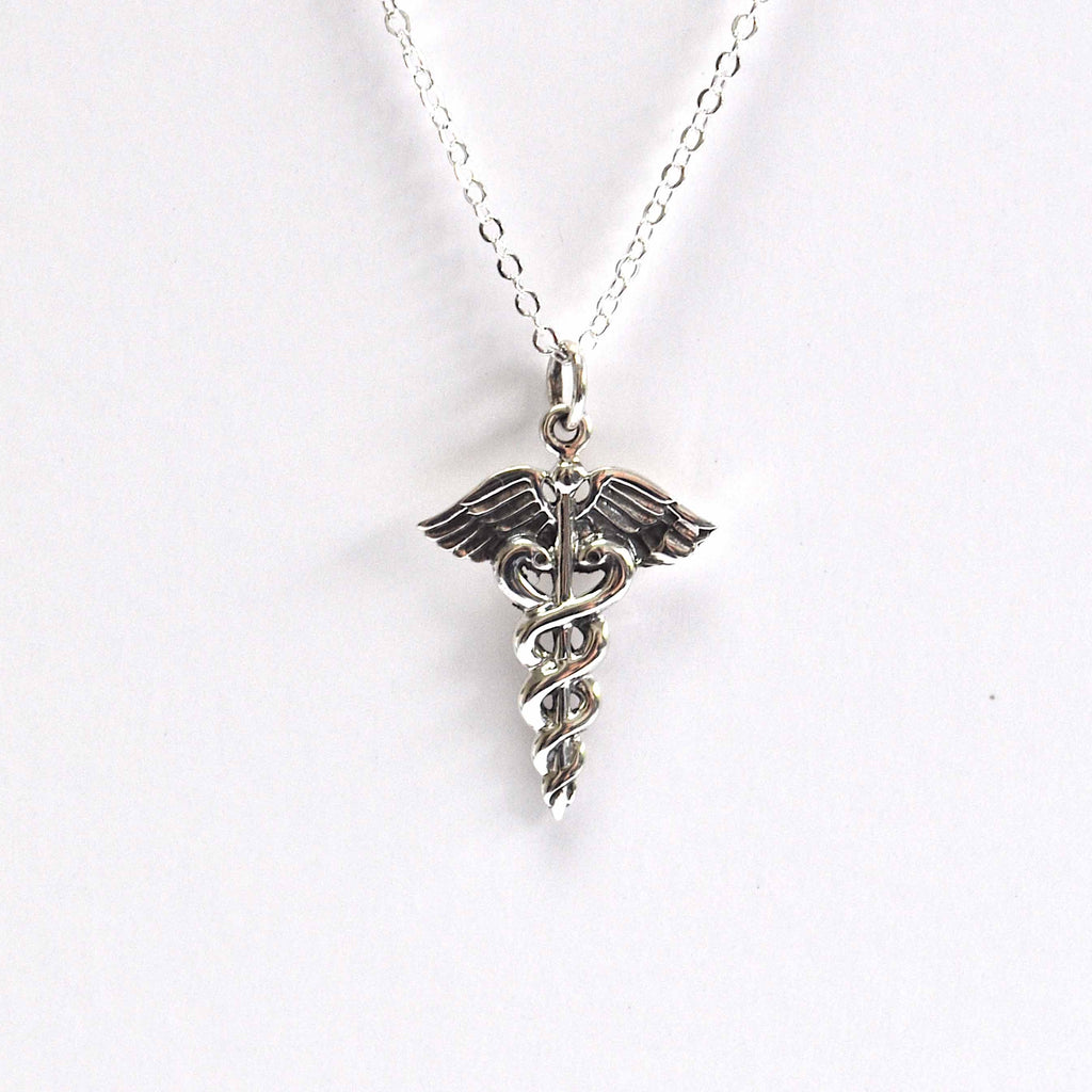 Sterling Silver Caduceus Necklace